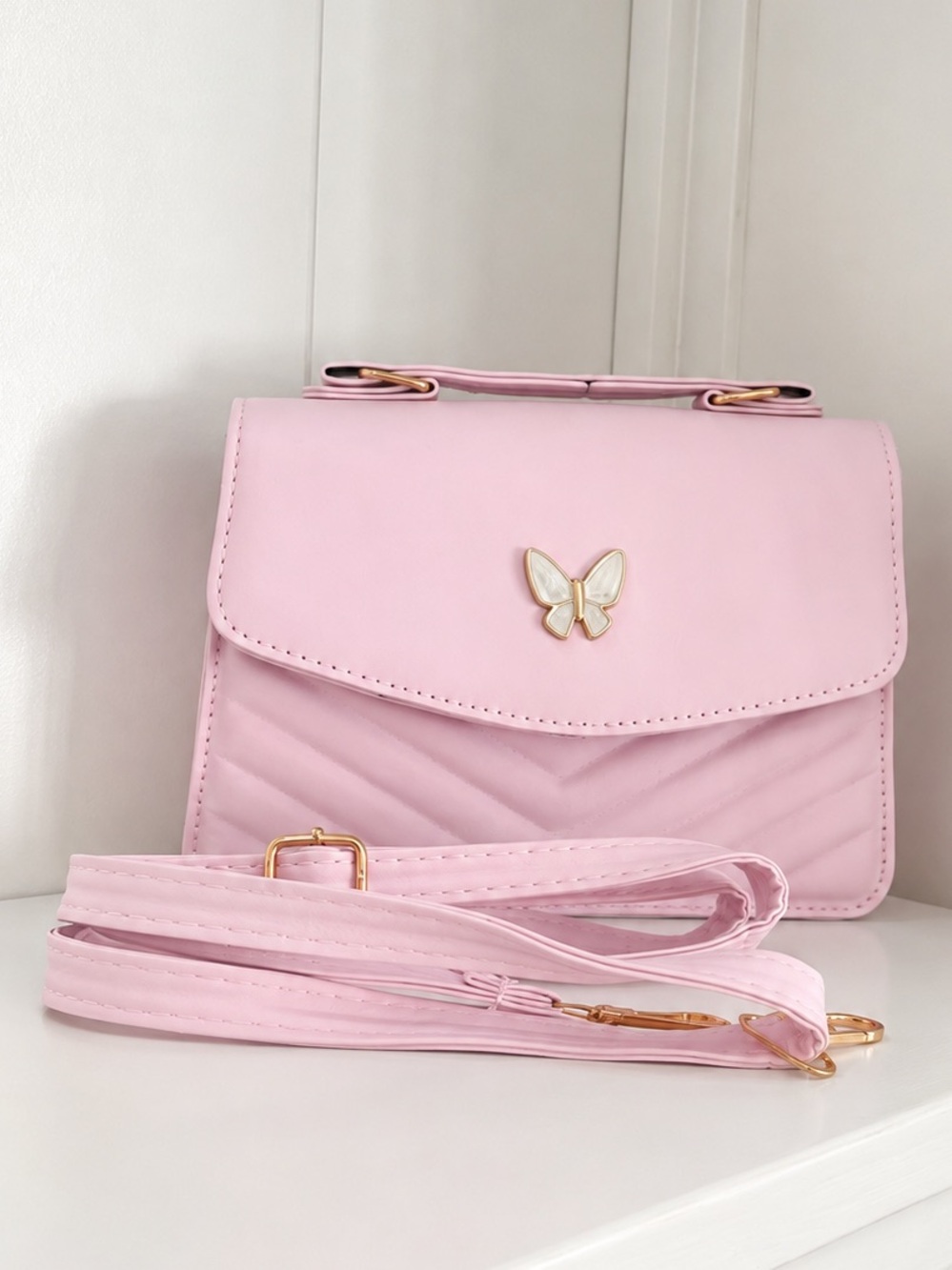🦋Butterfly Quilted Crossbody Handbag Top Handle Purse NWT
